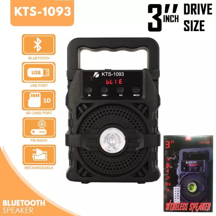 Caixa de som POTENTE Bluetooth portátil KTS-1093 karaokê USB TF FM COM CONTROLE