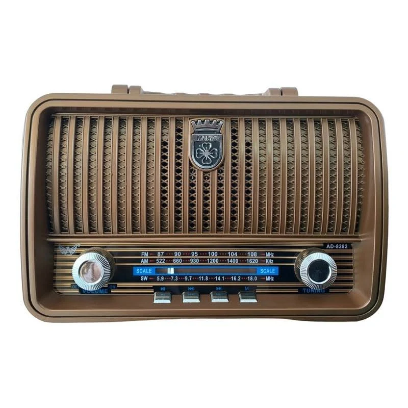 Rádio Am Fm Retro Vintage Sw Usb Recarregavel Aux Sd Caixa Som Estilo Antigo Madeira